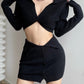 hot girls knitted short cardigan sweater skirt two-piece set     S3395