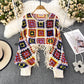 Fashionable lantern long-sleeved round neck tassel short sweater blouse for women casual top     S4141