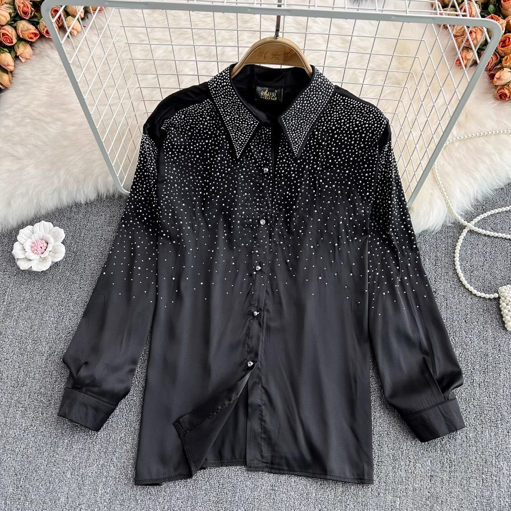 diamond fashion shirt women's fashionable and chic long-sleeved top       S3995