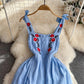 embroidered sleeveless a-line dress     S4297