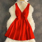 Sexy Backless A-Line Skirt V-neck Sleeveless Dress      S3985