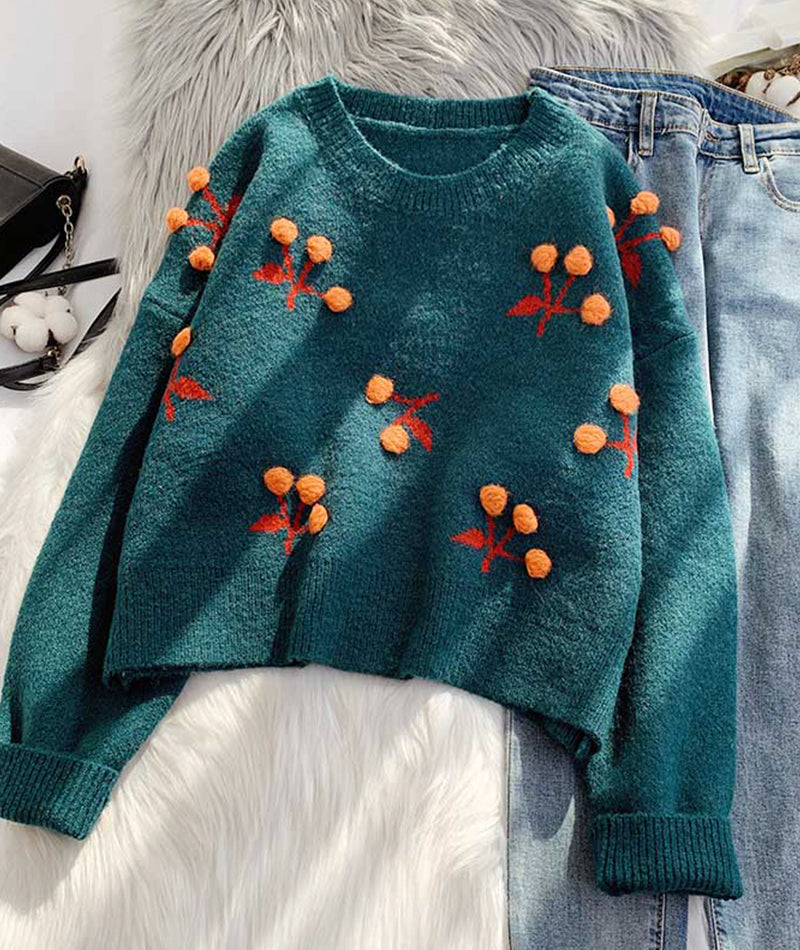 Sweet Cherry Sweater Long Sleeve Sweater       S4367