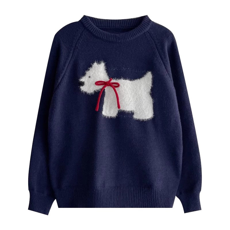 Cartoon round neck sweater soft long-sleeved sweater top     S4690