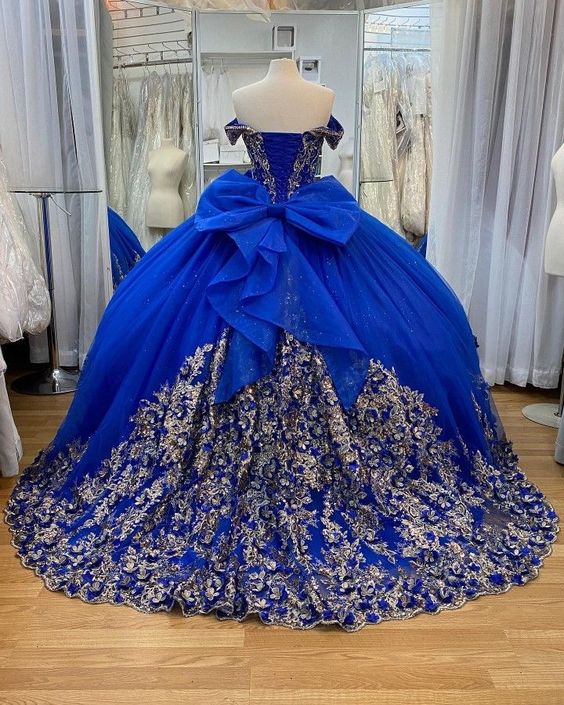 Royal Blue A-Line Ball Gown Long Prom Dresses, Blue Evening Dresses      S3356