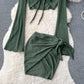 sexy suit for women long-sleeved cardigan jacket + irregular skirt two-piece set   S4592