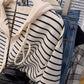 Striped long-sleeved knitted cardigan for women knitted sweater coat      S3399