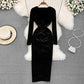 square neck velvet dress sexy high slit sparkling dress long skirt      S4139