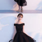 Black Tulle Homecoming Dresses Lace Off Shoulder Dress      S3122