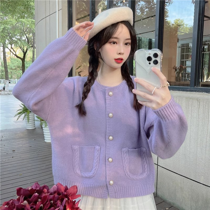 Plus size cardigan jacket knitted top women's autumn and winter new loose sweater      S3388