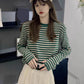 Striped long-sleeved t-shirt women's top       S3420