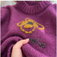French chic embroidered round neck sweater for women knitted top       S4795