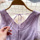 Purple V-neck Ruffled Cake Dress     S4470