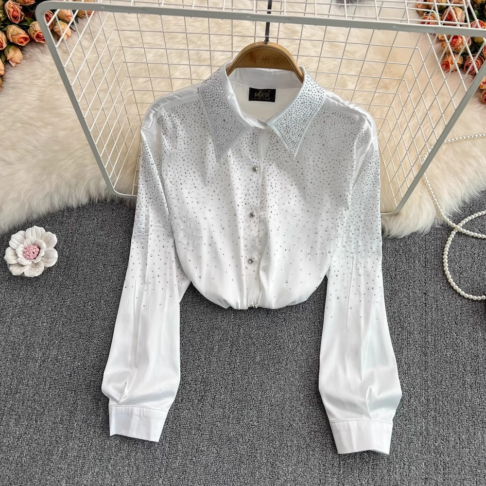 diamond fashion shirt women's fashionable and chic long-sleeved top       S3995