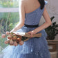 One Shoulder Princess Blue Short Party Dress       S3234