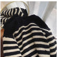 Striped long-sleeved sweater for women round neck top       S4913