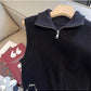 Retro stand-up collar knitted vest for women new design simple zipper sweater vest trendy      S5006