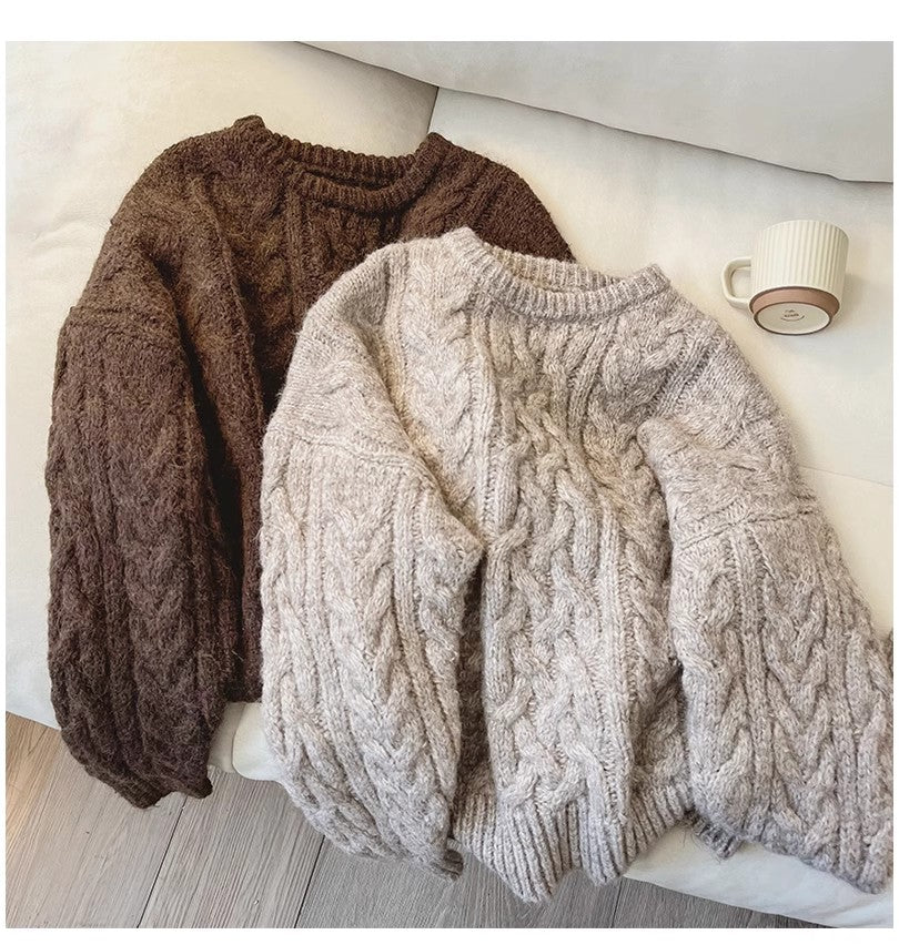 Round neck sweater for women soft knitted top trendy     S4863