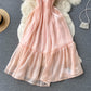 Ruffled One-line Neck Off-the-shoulder Holiday Dress    S4455