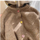 Round neck long-sleeved sweater jacket for women soft knitted cardigan   S4834