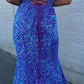 Iridescent Sequin Strapless Lace-Up Mermaid Long Prom Dress      S3636