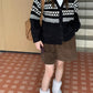 black v-neck casual knitted cardigan jacket    S4778