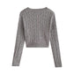 solid color V-neck sweater short top      S4677