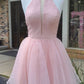 Cute Short Hot Halter Homecoming Dress    S3096