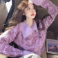 Purple chic top sweater women's coat     S3410
