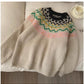jacquard round neck sweater for women fashionable long-sleeved sweater     S4801