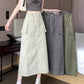 workwear skirt for women summer new mid-length high-waist drawstring a-line long skirt    S3416