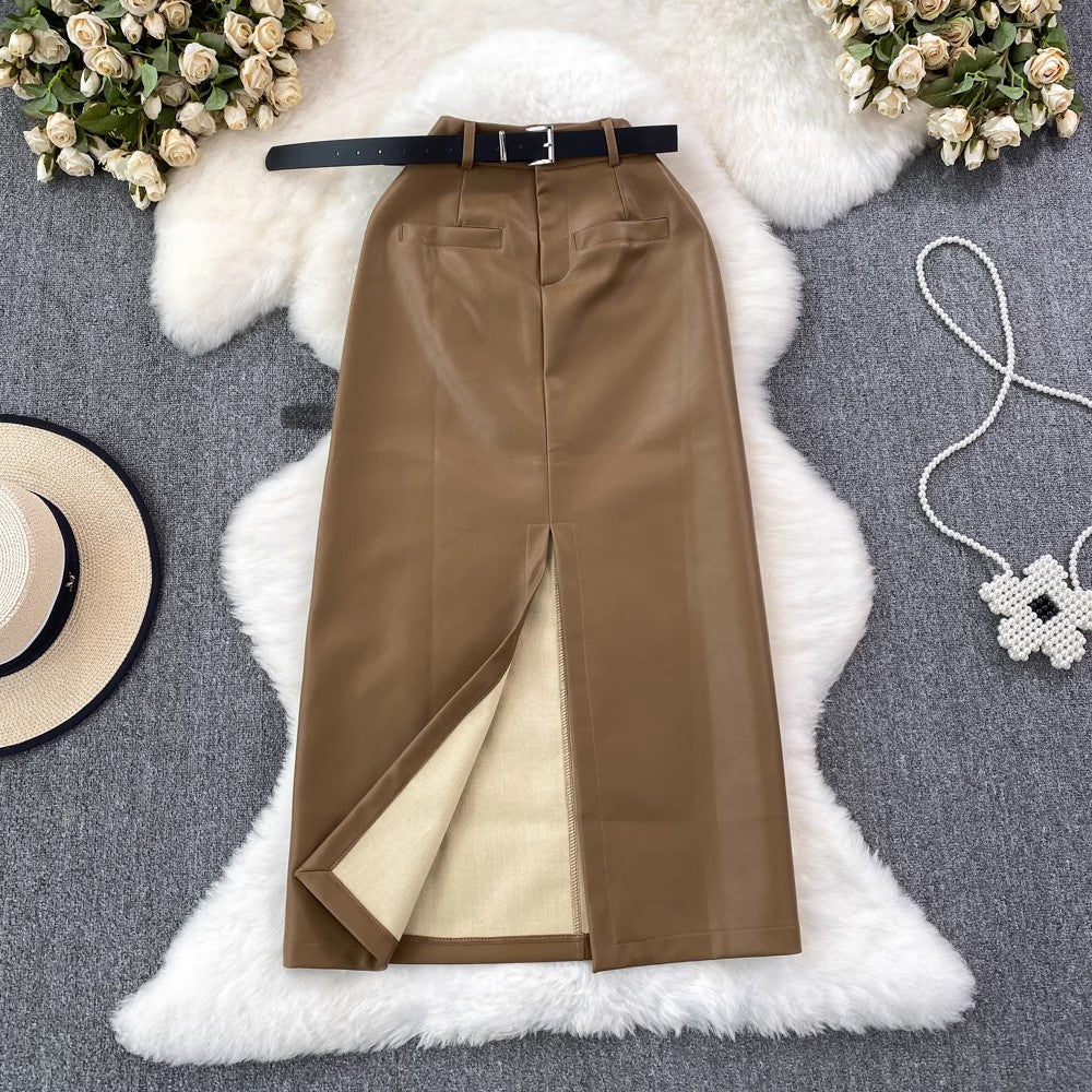 mid-length slit skirt      S4121