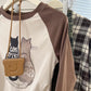 Retro Short Irregular Long Sleeve T-shirt Women's  Top     S3423