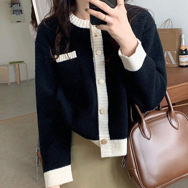 WOMEN'S SWEATER KNITTING CARDIGANS SWEET KOREAN STYLE SINGLE BREASTED FEMALE JACKETS ROUND NECK VINTAGE LADIES OUTWEAR COATS   S2772