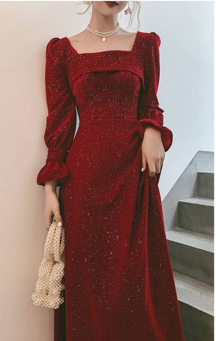 Graduation Dress, Valentine's day gift Dresses, Wedding Guest Dress, Prom Party Dress, Puff Sleeve Square Collar, Popular Casual Stylish     S2684