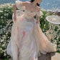Puff sleeve floral dress women's summer and early autumn long skirt   S3428