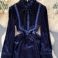 Velvet Dresses, Vintage Dresses,lace Patchwork Long-sleeve Dresses     S4475