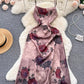 Romantic, Retro, Rose Print Halter Dress, Luxury Waist Long Dress     S4479