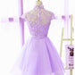 Cute High Neckline Lavender Short Graduation Dress Homecoming Dress     S3100