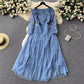 French retro lace dress for women long skirt      S4623