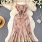 Spaghetti Strap Dress,floral Halter Dress, Waist Fairy Mermaid Dress      S4482