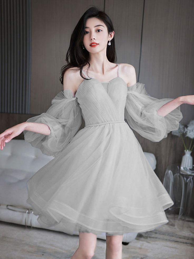 Cute Sweetheart Neck Tulle Short Prom Dress, Cute Puffy Homecoming Dress    S2569