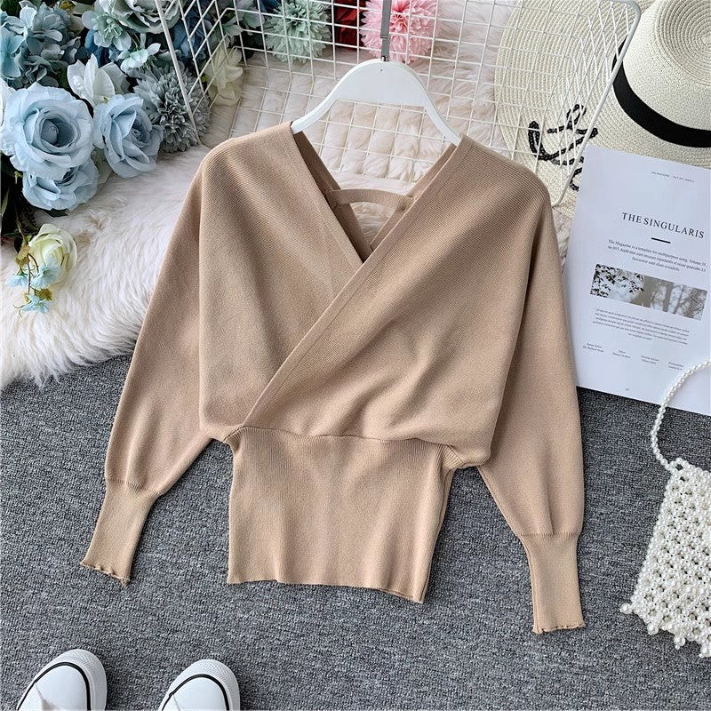 Sexy v-neck sweater women's top sweater shirt     S4093