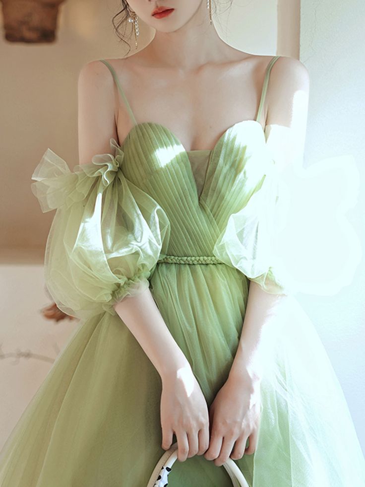 Green Short Prom Dress, Green Puffy Tulle Homecoming Dresses       S3219