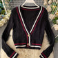 Style V Neckline Loose Sweater Long Sleeve Sweater Sweater Coat Spring And Autumn Clothing      S4369