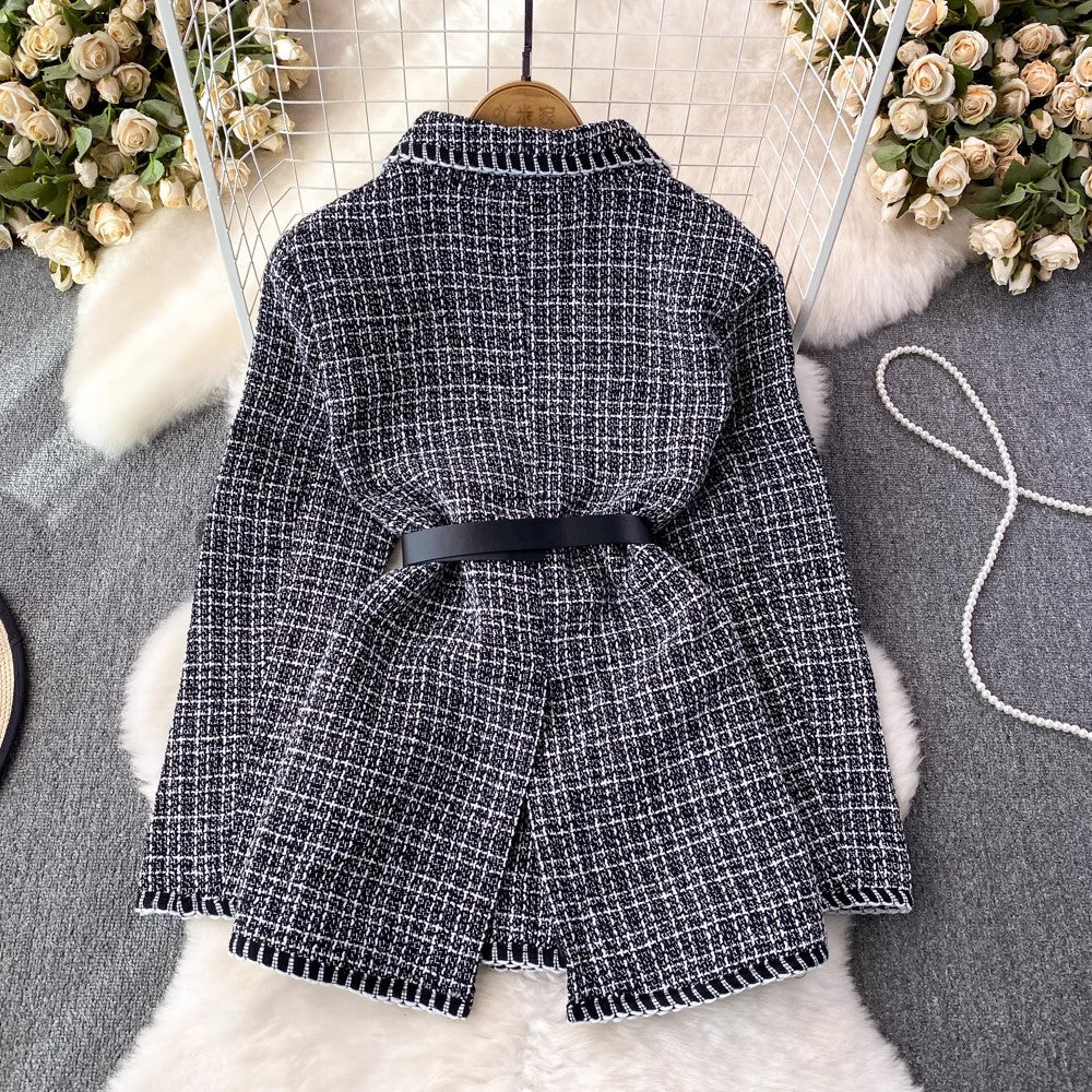 Plaid Women Korean Style Coat    S4016