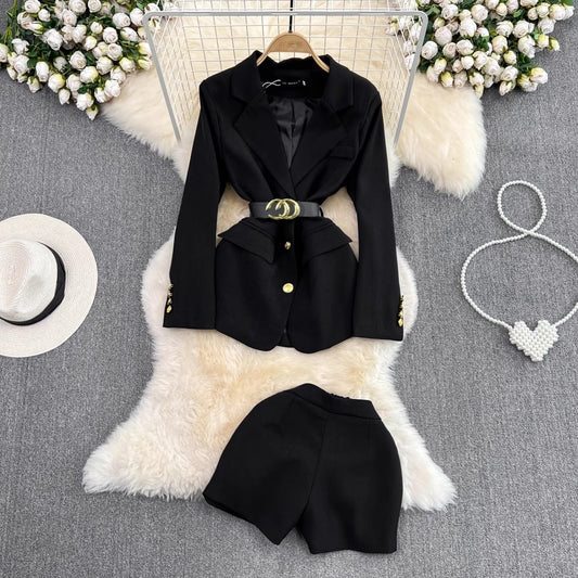 Fashion suit for women mid-length jacket two-piece  shorts      S4048