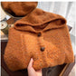 Mixed color dot hooded sweater jacket for women knitted cardigan   S4867