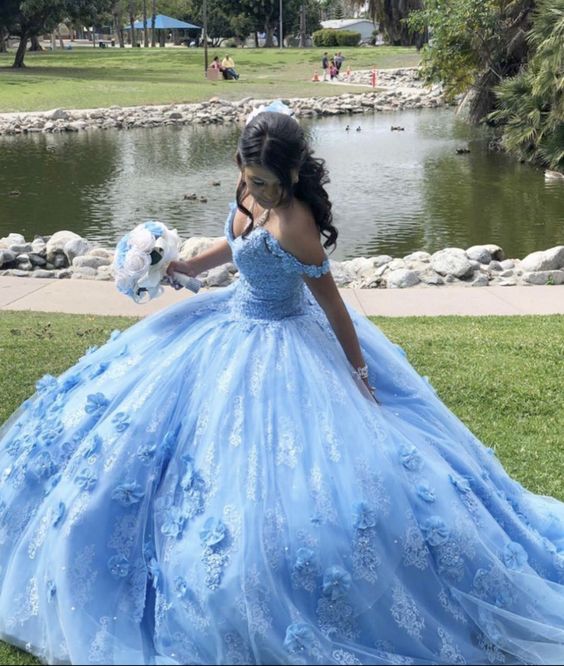 Blue Quinceanera Dress Ball Gown, Sweet 16 Dresses, Sweet 15 Dresses         S3850