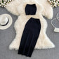 Fashionable casual suit for hot girls sexy short tube top two-piece set knitted skirt      S4182