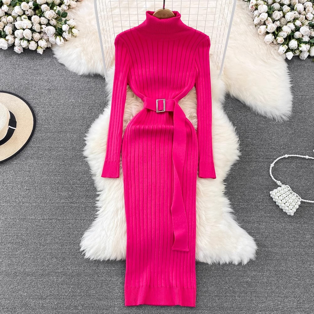 Long Skirt Elastic Tight Knitted Hip Cover Dress      S3890